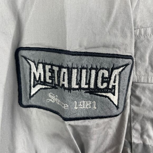 Vintage Metallica Shirt Mens Medium Large Gray Black Button Up Long Sleeve Rare - Picture 4 of 13